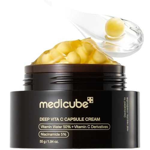 medicube Capsule Cream with Deep Vitamin C | Liposome Vitamin C Golden Capsule for Radiance & Firm-Looking Skin | Hydrating Glow Gel Texture | Korean