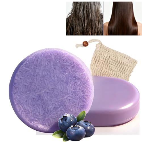 ADUTRY 2PCS Blueberry Fields Shampoo and Conditioner Bar Set, Natural Blueberry Fields Soap Bars, For Thinning or Dry Frizzy Hair, Promote Hair Growt