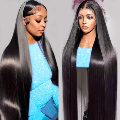 ZDLAQ 32 Inch Straight Wigs Human Hair 13x6 HD Lace Front Wigs Human Hair 200 Density Straight Lace Front Wigs Human Hair Pre Plucked Straight Fronta