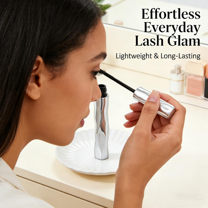 Waterproof Fibre Mascara,Tubular Eyelash Primer,Metal Wand for Lengthening and Curling, Smudge-Resistant Formula for Defined Lashes (1)