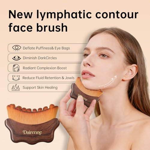 3PCS New Lymphatic Contour Face Brush - Facial Sculpting & Anti-Puffiness Tool | Ultra Soft Dry Brush for Jawline Massage & Lymphatic Drainage | Ergo