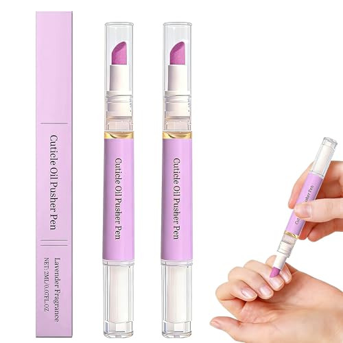 2 Pcs 2-in-1 Cuticle Oil Pusher Pen - 2026 New Ceramic Cuticle Pen,No Leak Travel Size Cuticle Pusher Pen With Oil,Moisturizing And Brightening Insta
