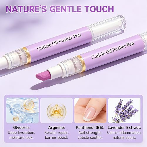 2 Pcs 2-in-1 Cuticle Oil Pusher Pen - 2026 New Ceramic Cuticle Pen,No Leak Travel Size Cuticle Pusher Pen With Oil,Moisturizing And Brightening Insta