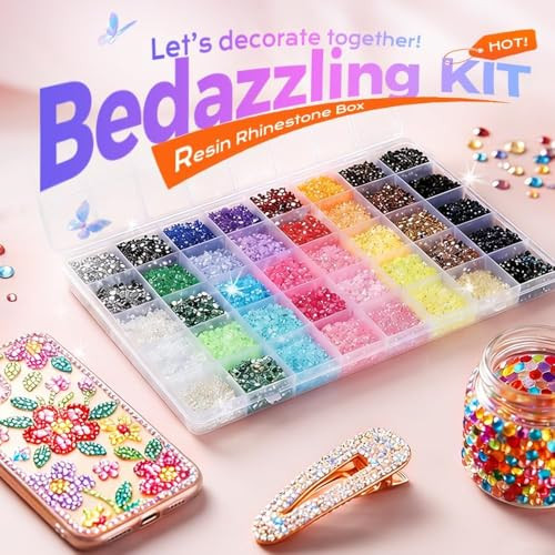 Bedazzler Kit with Rhinestones, Colorful DIY Resin Rhinestone Kit for Bedazzling, Resin Jelly Rhinestones for Bedazzling Kit for Diamond Art Bedazzle