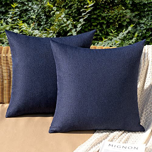 MIULEE Pack of 2 Decorative Outdoor Solid Waterproof Throw Pillow Covers Faux Linen Garden Farmhouse Cushion Cases for Summer Patio Tent Balcony Couc
