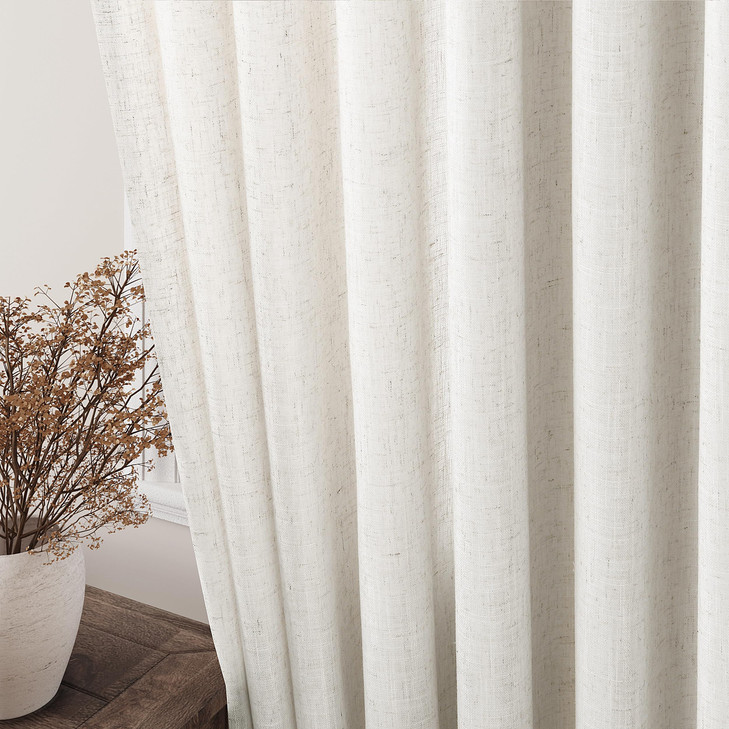 Cream Linen Back Tab Curtains 84 Inch Length for Living Room 2 Panel Set Neutral Modern Farmhouse Window Privacy Semi Sheer Linen Drapes Rustic Pinch
