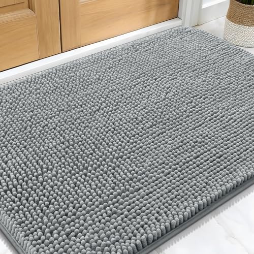 OLANLY Dog Door Mat for Muddy Paws 30x20, Absorbs Moisture and Dirt, Absorbent Non-Slip Washable Doormat, Quick Dry Chenille Mud Mat for Dogs, Entry