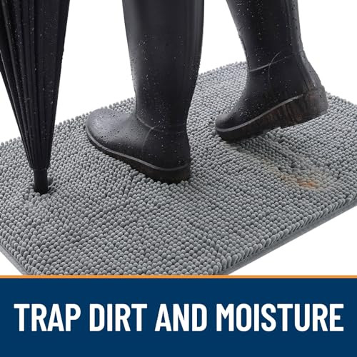 OLANLY Dog Door Mat for Muddy Paws 30x20, Absorbs Moisture and Dirt, Absorbent Non-Slip Washable Doormat, Quick Dry Chenille Mud Mat for Dogs, Entry