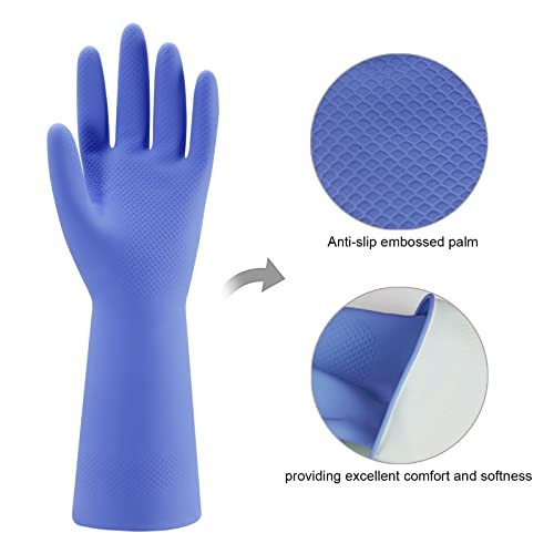 Rubber Kitchen Dishwashing Gloves - 4 Pairs Colorful Reusable Household Cleaning Gloves for Washing Dishes and Cleaning Tasks, Flexible Long-lasting