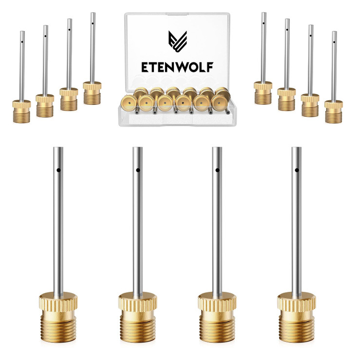 ETENWOLF 12 Pack Brass Ball Pump Needles, No Break Heavy Duty Air Pump Needles for Balls with Storage Case, Compatible with Hand Pump and Electric Pu