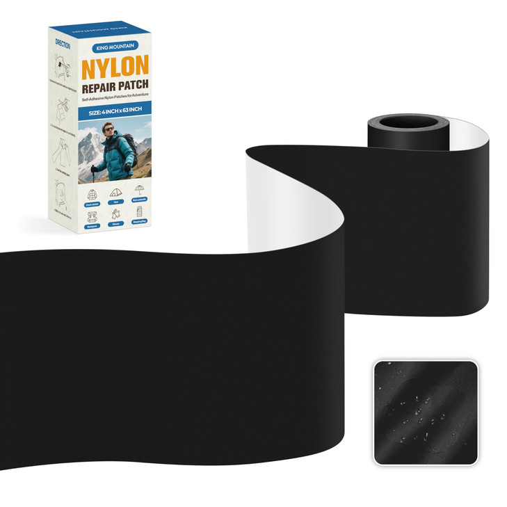 KING MOUNTAIN Self Adhesive Nylon Fabric Repair Tape, 4×63 Inches, Quick Down Jacket Repair Patch, Waterproof Outdoor Gear Patch Kit for Tent,Backpac