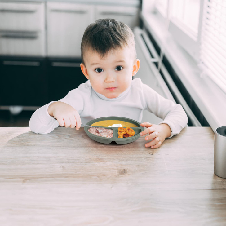Eascrozn Toddler Plates 3 Pack, Divided Suction Plates for Baby, 100% Food Grade Silicone Baby Plates, Non-Slip, Baby Led Weaning Supplies, Microwave
