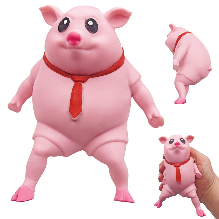 Novelty Cute Squishy Toy Pink Pig Gifts for Kids Adults, Decompress and Stress Stretch Animal Anxiety Relief Autism Disorders, Funny Pig Man Sensory