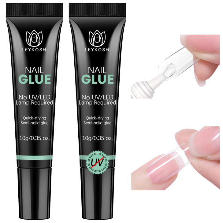 Nail Glue for Press Ons, 10s Fast-Drying No U V Light Needed - Upgrade Super Strong Semi Solid Gel Nail Glue Last Up to 28+ Days & Easy to Remove, 10