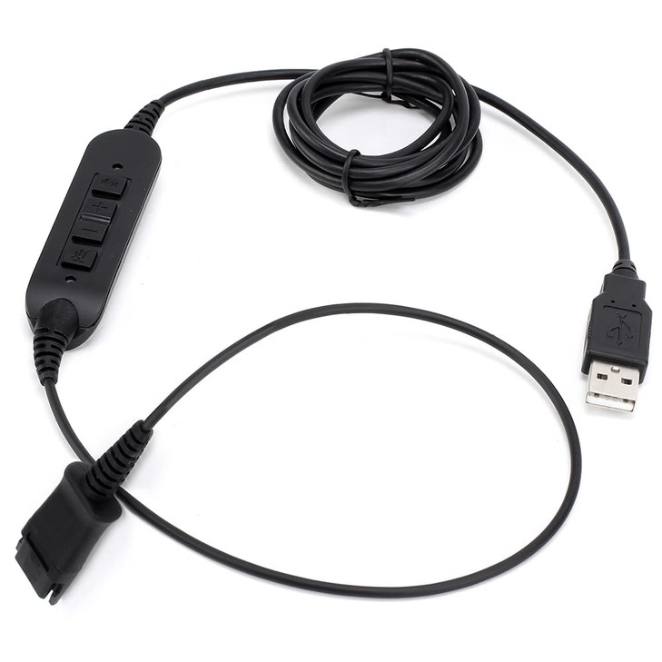 VT QD to USB Adapter Cable Compatible with Any Plantronic-Poly QD Headset with a Quick Disconnect with Volume Control and Mute Microphone/Speaker (PL