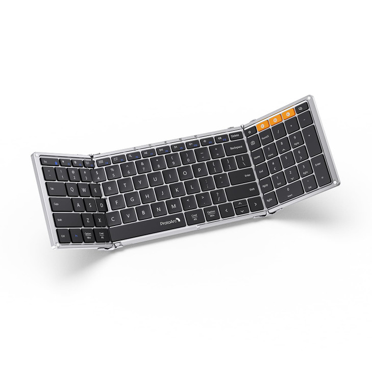 ProtoArc Foldable Bluetooth Keyboard, XK01 Full-Size Portable Keyboard for Travel, 105 Keys, 0.65" Keycaps, Multi-Device Sync for iPad Tablet Smartph