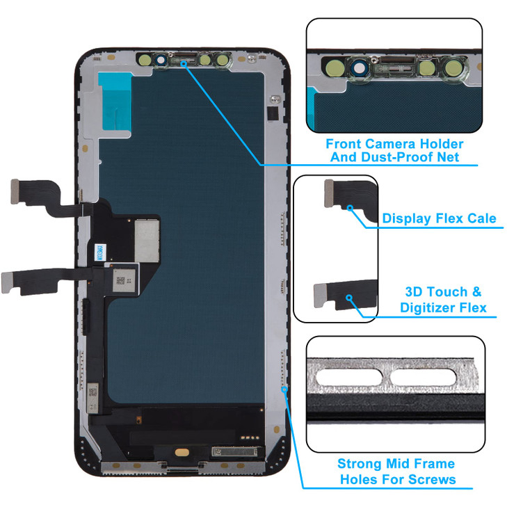 for iPhone Xs Max Screen Replacement 6.5', 3D Touch Display Full Repair kit, Digitizer Assembly with Tools Set, Tempered Glass, Instruction