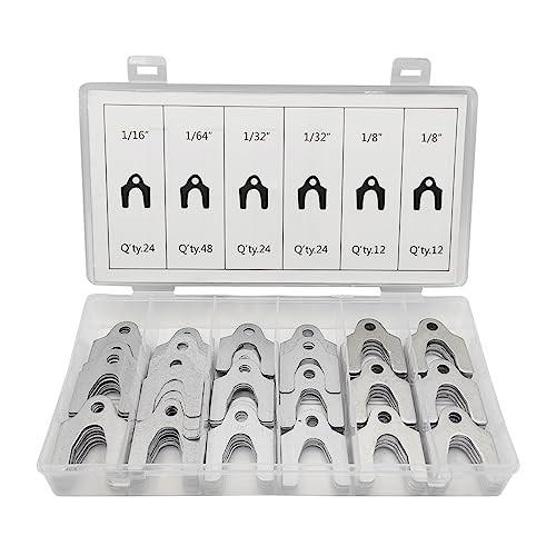 AUCELI 144 Pieces Auto Alignment Body Shims with Storage Box, 1/8" 1/16" 1/32" 1/64" Adjusting Body Parts or Camber Shims Assortment Kit, Universal V