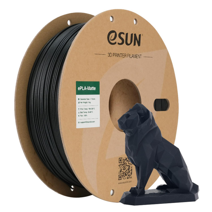 eSUN Matte PLA Filament 1.75mm, Matte 3D Printer PLA Filament, 1KG Spool 3D Printing Filament for 3D Printers, Paper Reel, Deep Black