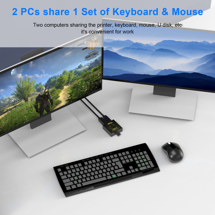 eKL USB 3.0 Switch Selector 2 Computers Sharing 1 USB Peripheral Mouse Keyboard Printer Scanner with 2 Pack USB A to B Cables
