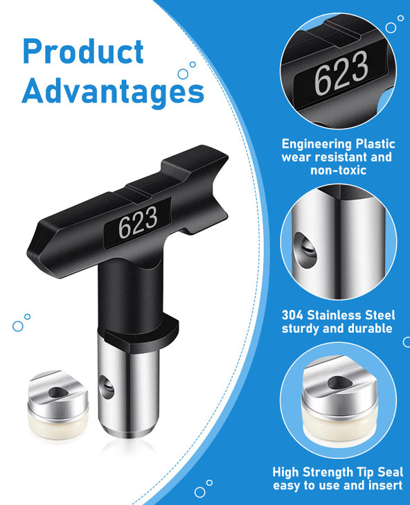 Spray Nozzle Spray tip Reversible Spray Tips Airless Paint Sprayer Nozzle Tips Airless Paint Spray Machine Parts for Homes Buildings Garden Decks Fen
