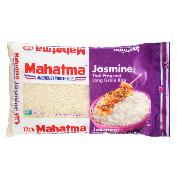 Mahatma Jasmine, 5lb Bag of Rice, Thai, Indian, or Cambodian Fragrant Flavored Rice, Stovetop or Microwave