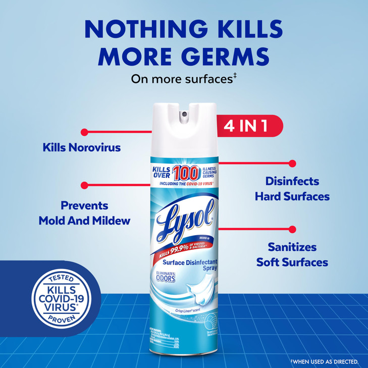 Lysol Disinfectant Spray, Household Essential Cleaning Supplies, Multi-Purpose Room Spray, Antibacterial Sanitizer Spray, Upholstery Deodorizer, Home