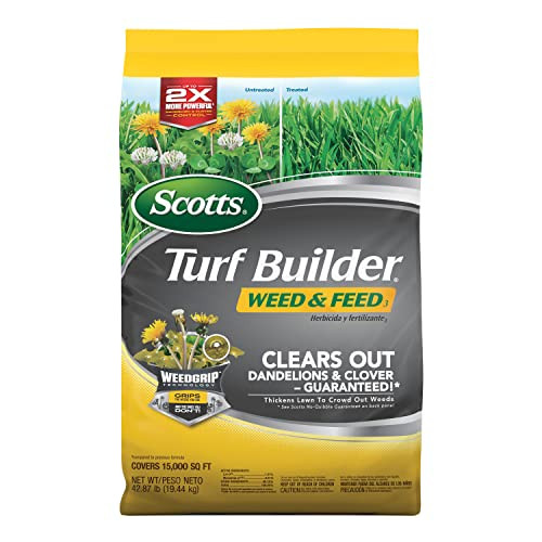Scotts Turf Builder Weed and Feed3 - Weed Killer Plus Lawn Fertilizer, Controls Dandelion and Clover, Grass Fertilizer For Up To 15,000 sq. ft., 42.8