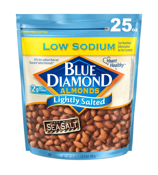 Blue Diamond Almonds, Low Sodium Lightly Salted Snack Nuts, Plant-Based Protein and Fiber Salty Snacks, Great for Holidays, Parties, Events, Lunch, P