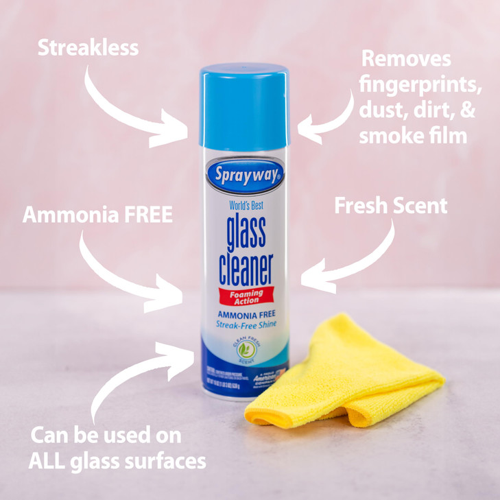 Sprayway Glass Cleaner Foaming Aerosol Spray, 19oz, Pack of 2 | Ammonia-Free, Streakless, Fast-Acting | Cleans & Polishes Glass Surfaces | Fresh Scen