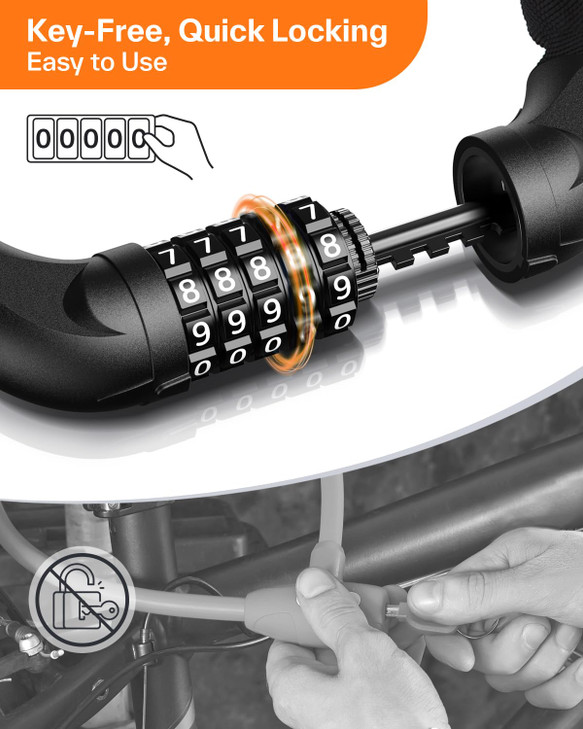 Sportneer Bike Lock: 5 Digit Combination High Security Anti Theft Bike Chain Lock - 3.2/3.6/4ft Heavy Duty Keyless Bicycle Lock for Bike Motorcycle S