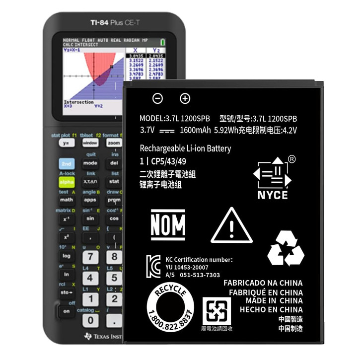 Qoutmcuy TI-84 Plus CE Battery,[2026 New Upgraded] 1600mAh Fits Texas Instruments TI-84 Plus CE,TI Nspire CX/CX II?TI Nspire CX CAS/CX II CAS,P/N:P11