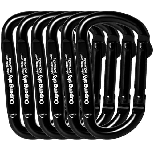 6PCS Carabiner Clip - Heavy Duty Iron Carabiners 800lbs Carabeaner D Ring Shape,Key Chain Clip Hook,Keychain Clip,Multipurpose for Camping, Hiking,Ba