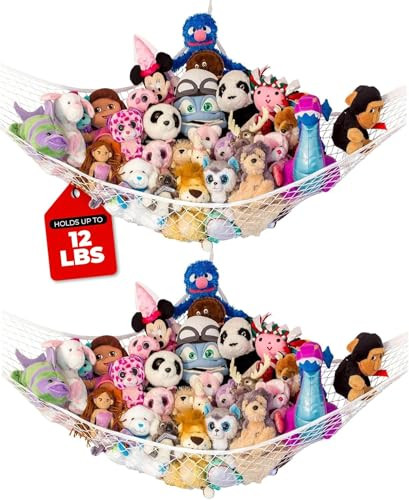 Lilly's Love Stuffed Animal Hammock | Corner Hanging Organizer, Toy Storage, Stuffed Animal Storage Net | Made from Quality Fishing Net, Holds 12lbs