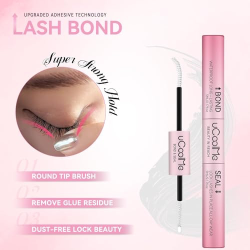 uCoolMe Lash Bond and Seal Waterproof for Lash Clusters 144Hours New Upgrade Leak-Proof Cap Upgraded Airtight Pipe Material Non-Irritating Lash Glue