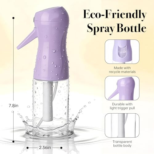 RMNJPW 3Pcs Continuous Spray Bottles For Hair,Ultra Fine Mister for Hair Styling, Plants, Cleaning, Salon, Misting & Skin Care?200ml/6.8oz Green+Pink