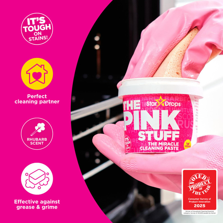 Stardrops The Pink Stuff Cleaning Paste 500g, Multi Purpose Cleaner for Kitchen, Bathroom, Tiles, Glass, Shower, Oven, Sink, Stainless Steel, Removes