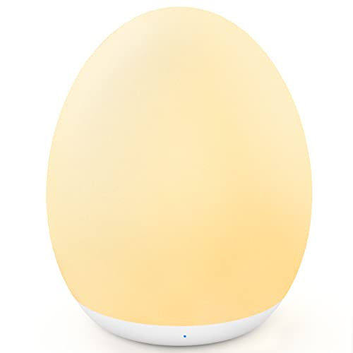 MediAcous Night Light for Kids, Baby Egg Light for Nursery, 7 Colors Changing & Stepless Dimming, Soft Silicone Touch Night Lamp with 1 Hour Timer, R
