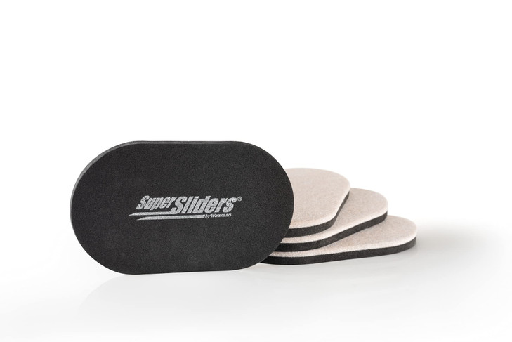 Super Sliders 3-1/2" x 6" Small Oval Reusable Felt Furniture Sliders for Hard Surfaces, Anti-Slip Protective Furniture Moving Pads for Beds, Sofas, D