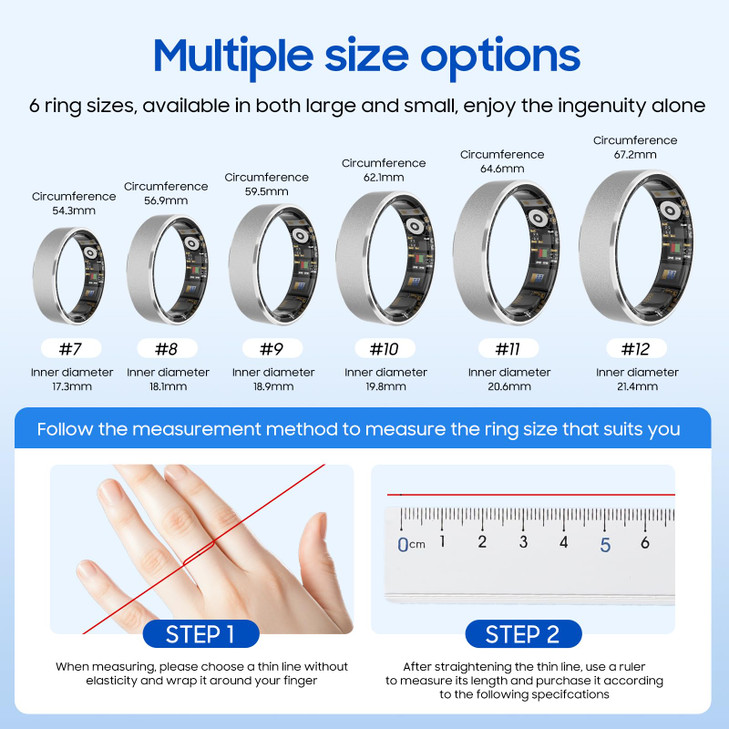 prxxhri Smart Health Ring, Featuring Stress and Sleep Monitoring Functions, Compatible with iOS and Android,Waterproof Fitness Tracker for Women & Me