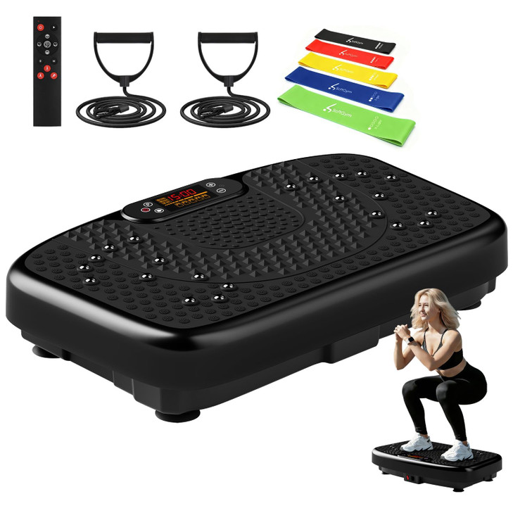 SoftGym Vibration Plate Exercise Machine for Lymphatic Drainage,Power Vibrate Stand Shake Board 450 Lbs Capacity Whole Body Workout Waver with Resist