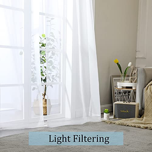 OWENIE Sheer Curtains 84 inches Long 2 Panels Set for Living Room/Bedroom, Rod Pocket Voile Sheer Panel Drapes, White, 2pcs, Each 42" W x 84" L