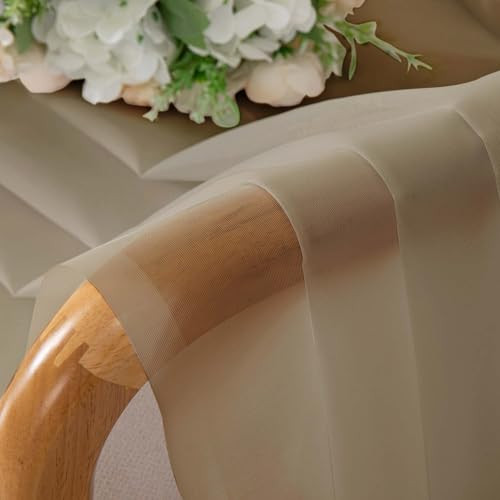 Chyhomenyc Taupe Sheer Curtains 84 Inches Long 2 Panels Set- Light Filtering Curtains for Bedroom, Soft Airy Voile Rod Pocket Living Room Window Drap