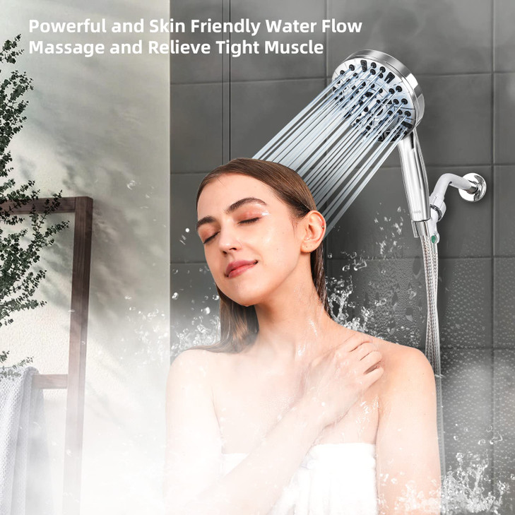 BESAQUO Shower Head,10 Functions High Pressure shower head with handheld, Built-in Pause Mode & Power Wash, Non-Clogging Nozzles High Flow Hand Held