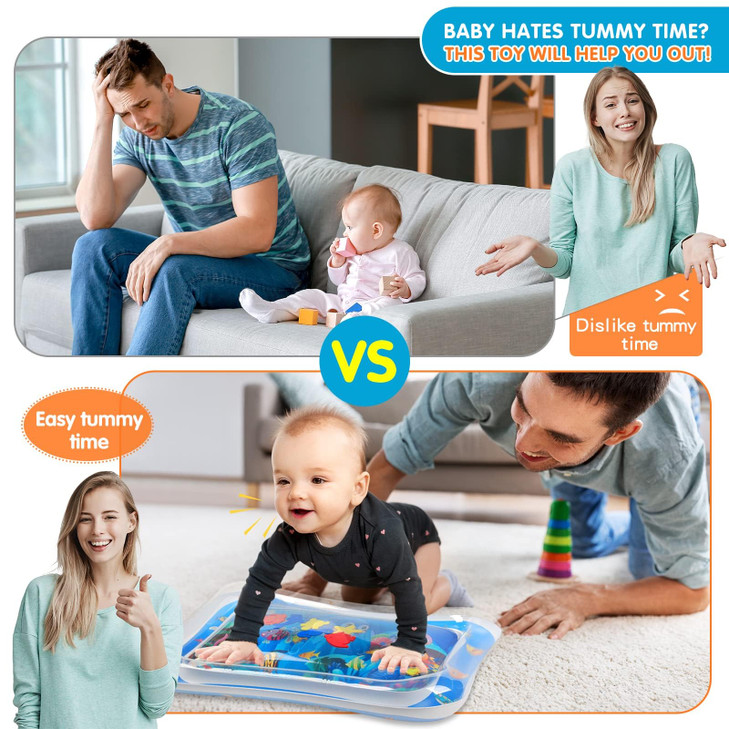 Infinno Inflatable Tummy Time Mat Premium Baby Water Play Mat for Infants and Toddlers Baby Toys for 3 to 24 Months, Strengthen Your Baby's Muscles,