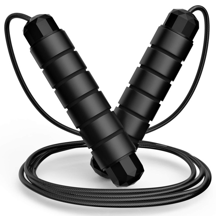 Jump Rope, Tangle-Free Rapid Speed Jumping Rope Cable with Ball Bearings for Women, Men and Kids, Adjustable Foam Handles Steel Jump Ropes for Fitnes