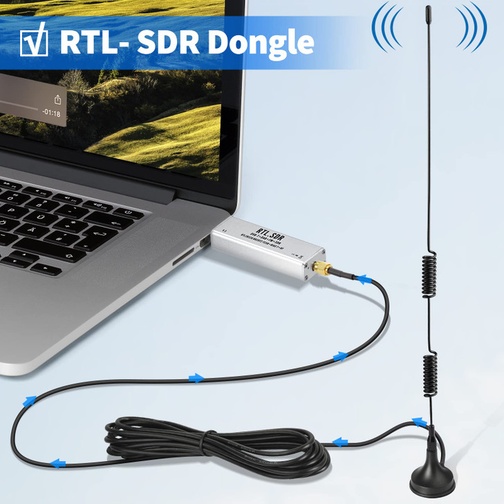 Bingfu Dual Band 978MHz 1090MHz 6dBi Magnetic Base SMA Male MCX Antenna for Aviation Dual Band 978MHz 1090MHz ADS-B Receiver RTL SDR Software Defined