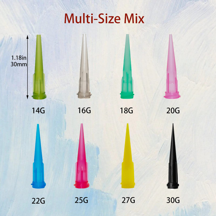 160 Pcs Plastic Tapered Pinhead, Blunt Tip Liquid Dispenser Needles 8 Sizes Dispensing Fill Needle Tips for Oil or Glue(14G/16G/18G/20G/22G/25G/27G/3