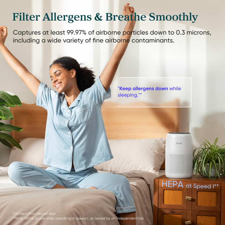 LEVOIT Air Purifiers for Bedroom Home Dorm, AHAM VERIFIED, 3-in-1 Filter Cleaner With Aroma Pad, Filters Smoke, Allergens, Pet Dander, Odor, Dust, Of