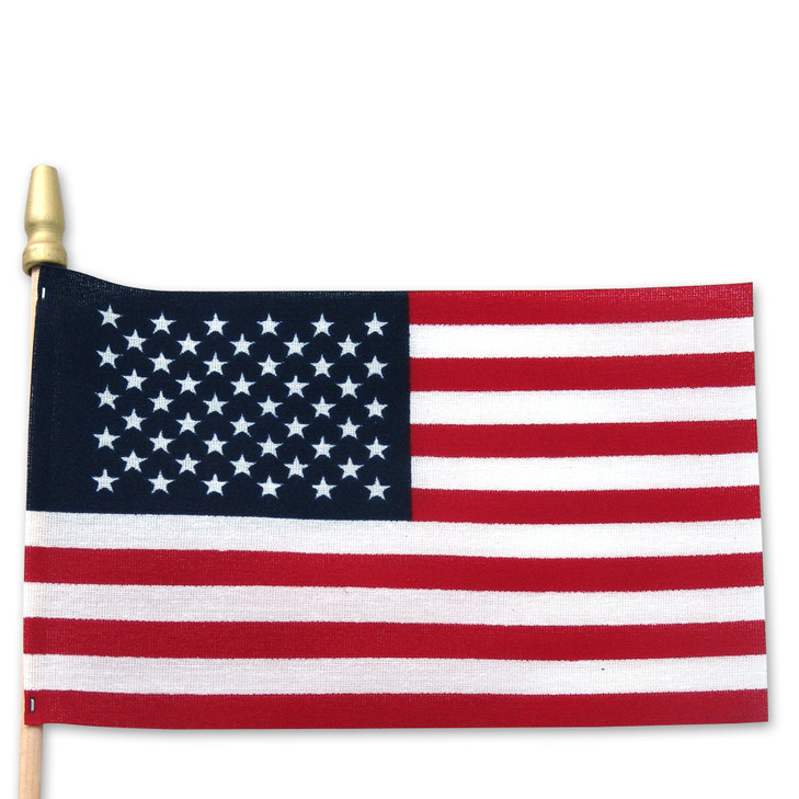 Super Tough Small American Stick Flags 4x6 | Cotton Outdoor Flag on 10 Wooden Stick with Spear Tip | Mini Flags Patriotic Decor for Various Hol